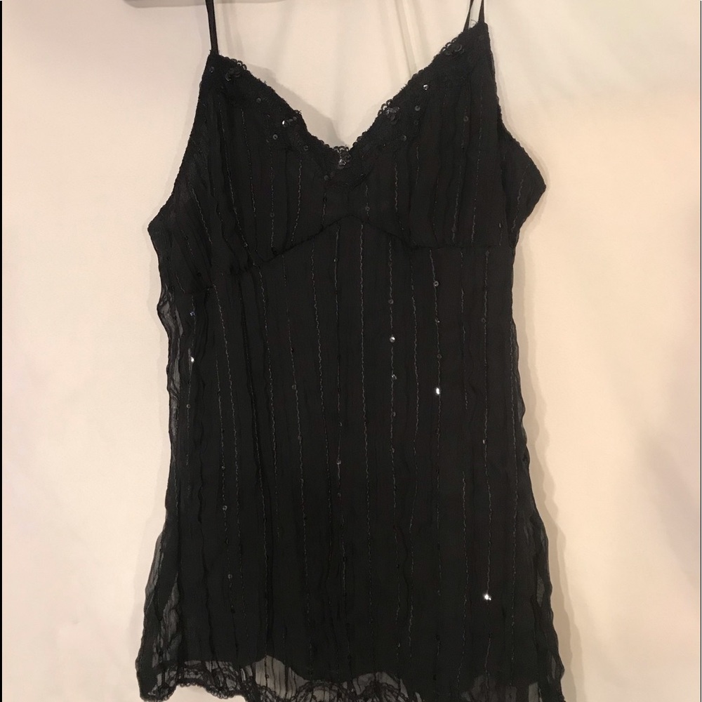 No Boundaries Black Sequin Jr Tank Top